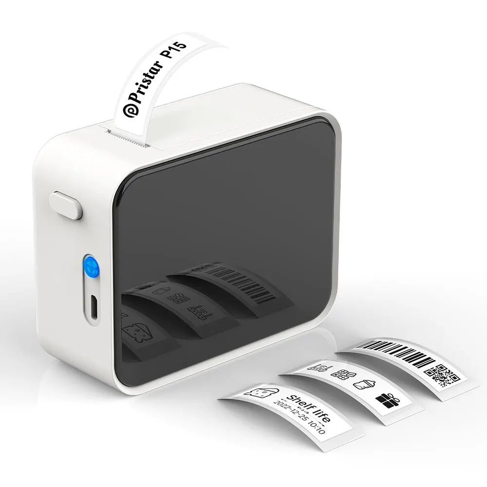 P15 Portable Mini Thermal Label Printer – Wireless Bluetooth Sticker Maker, DIY Barcode & Labeling Machine (No Ink, 3PK Labels)