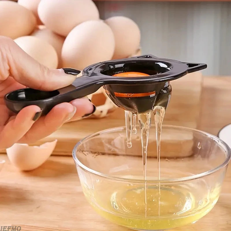 فاصل بيض وكوب قياس ٢ في ١ على شكل قطة كرتونية - أداة مطبخ لطيفة للخبز باستخدام صفار البيض والفلتر الأبيض