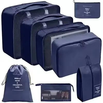 Travel Organizer Set | 8-Piece Suitcase Packing Cubes & Luggage Storage Bags for Clothes and Shoes