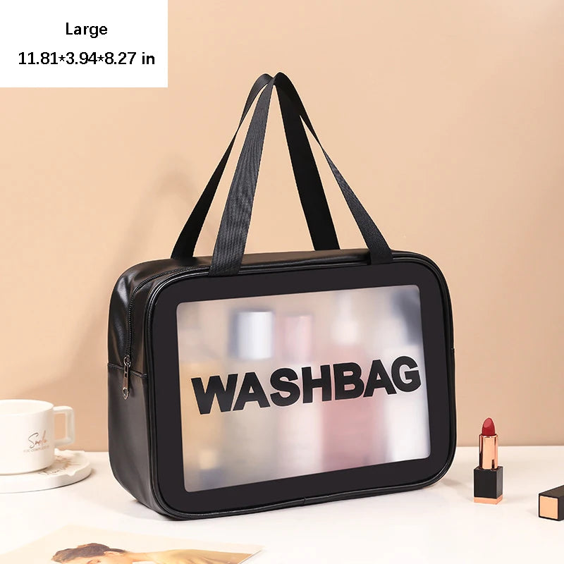 Portable Toiletry Bags with Handle | Translucent Waterproof Travel Makeup Bag for Women | Large Capacity Cosmetic Bag