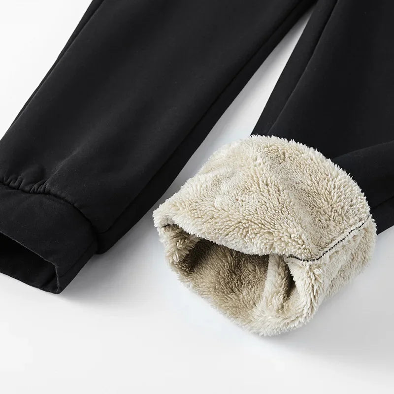 Men’s Winter Cashmere Fleece Tracksuit – Thick Warm Hooded Thermal 2-Piece Hoodie & Pants Set