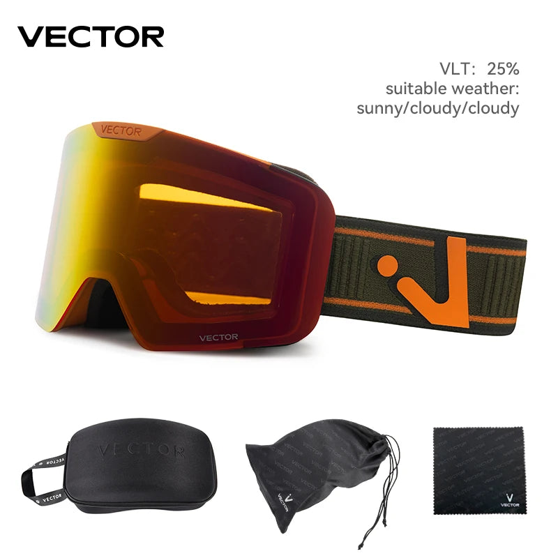 نظارات التزلج VECTOR للأطفال - نظارات تزلج على الجليد UV400 مع قناع تزلج مضاد للضباب للأطفال، وحماية من التزلج والرياضات الثلجية