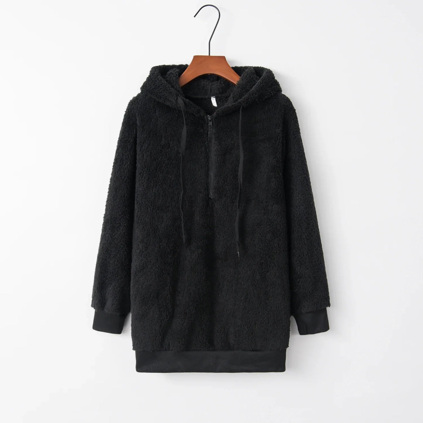 Women's Long-Sleeved Hooded Monochrome Sweater Coat Fashion Trend