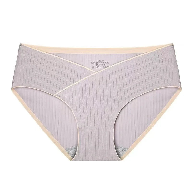 Stripe Jacquard Cotton Low Waist Maternity Panties Seamless Pregnancy Underwear Plus Size