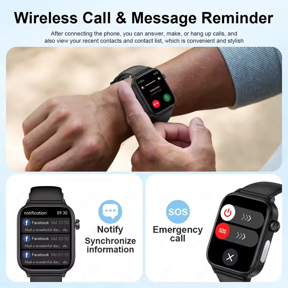 2025 New ECG + PPG AI Health Smart Watch for Men & Women – Blood Lipid, BP, Uric Acid, Heart Rate Tracker for Xiaomi