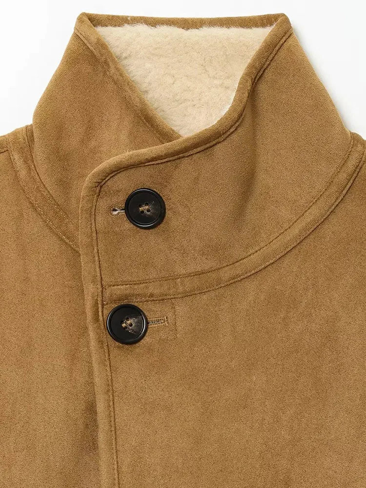 Women 2025 Double-Sided Lamb Velvet Coat Stand Collar Single-Breasted Short Jacket