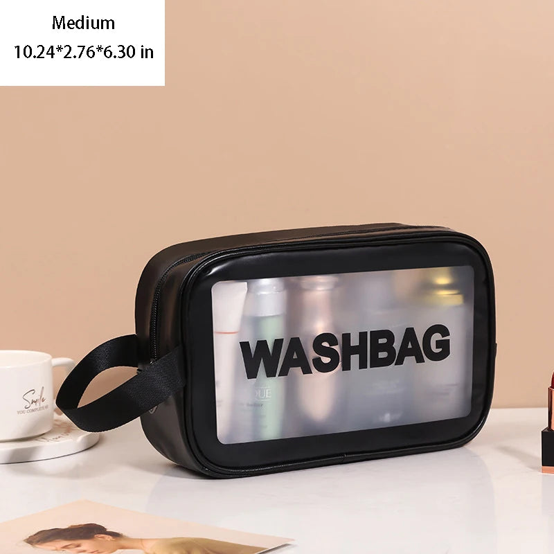 Portable Toiletry Bags with Handle | Translucent Waterproof Travel Makeup Bag for Women | Large Capacity Cosmetic Bag