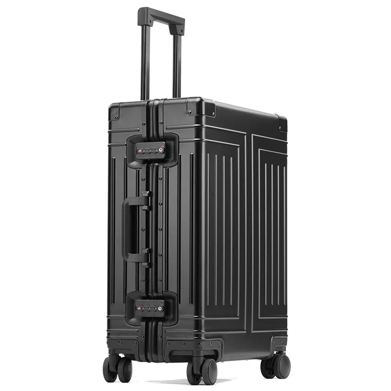 100% Aluminum-Magnesium Alloy Travel Suitcase | Rolling Trolley Luggage Carry-On Cabin 20/24/28 Inch