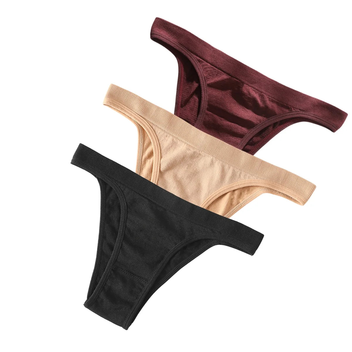 3PCS Set Women's High Rise Brazilian Panties Stretch Seamless Soft Sexy Lingerie