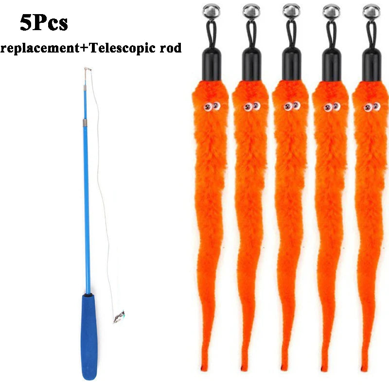 Plush Cat Worm Toy Refill Set – Replacement Heads for Teaser Wands (5/6/10/11 Pcs)