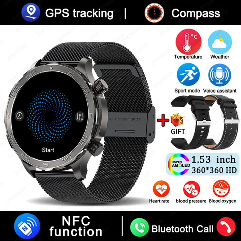 2025 Bluetooth Call Smart Watch | AMOLED HD Display, NFC, GPS, Heart Rate, IP68 Waterproof Sports Watch