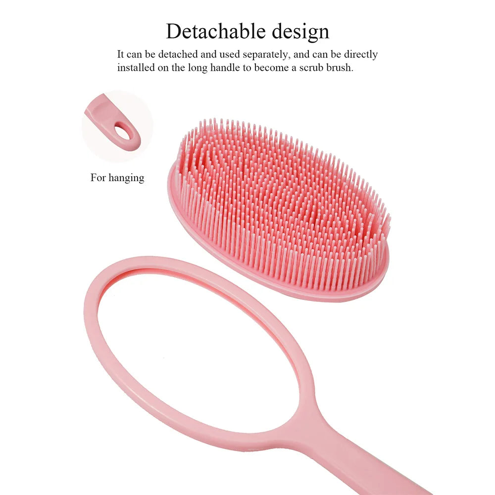 فرشاة استحمام بمقبض - إسفنجة استحمام ناعمة وفرشاة تقشير للجسم لتدليك البشرة