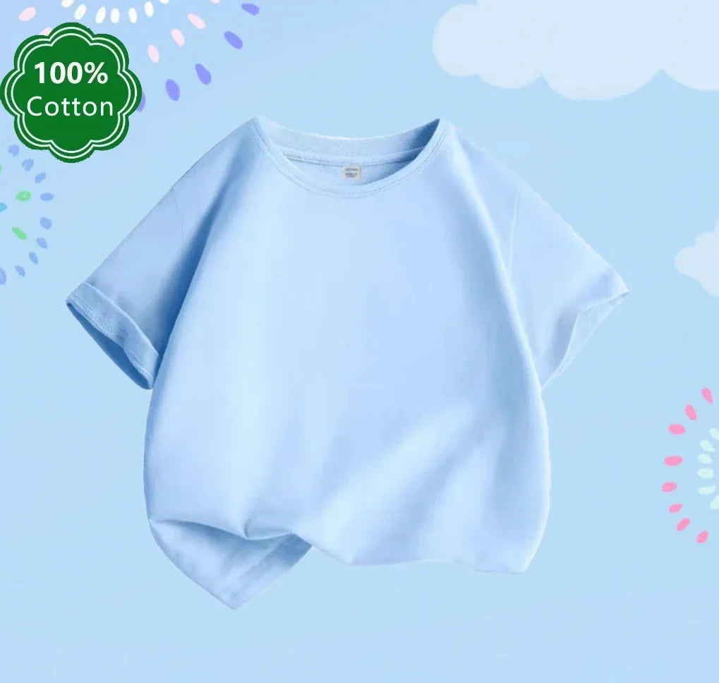 تي شيرت أطفال فارغ - قمصان قصيرة الأكمام مصنوعة من القطن بنسبة 100% للأولاد والبنات (من 9 إلى 24 شهرًا) - أخضر، بنفسجي، أزرق