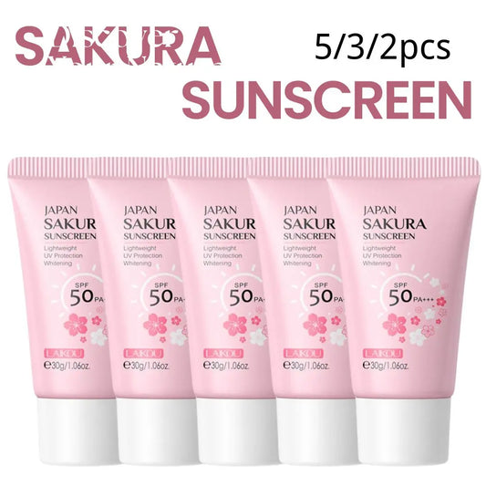 Sakura Sunscreen Cream SPF50 • UV Protection & Moisturizing Face/Body Lotion • Oil Control & Skin Brightening Care