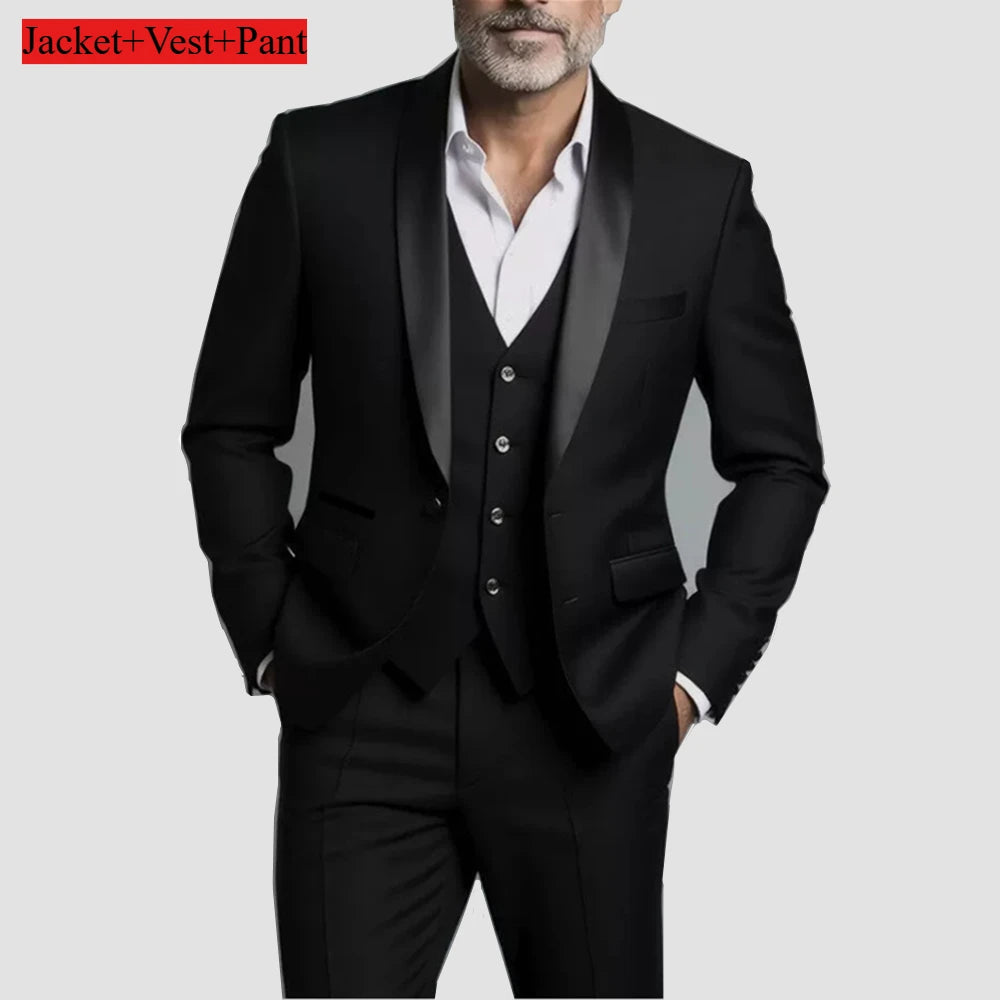 Men's Formal Slim Fit Tuxedo Suit – Luxury Groom & Prom Wedding Outfit