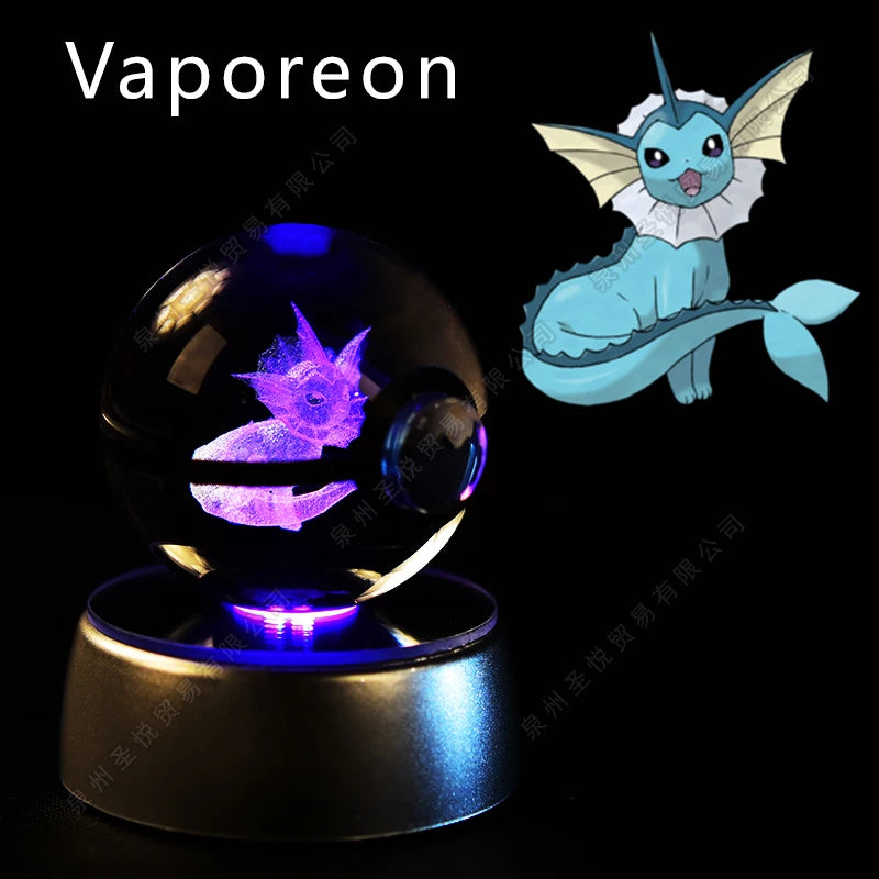 Pokémon 3D Crystal Ball Night Light – Pikachu, Gengar & Mewtwo Pokéball Glass Lamp for Kids Birthday Gifts