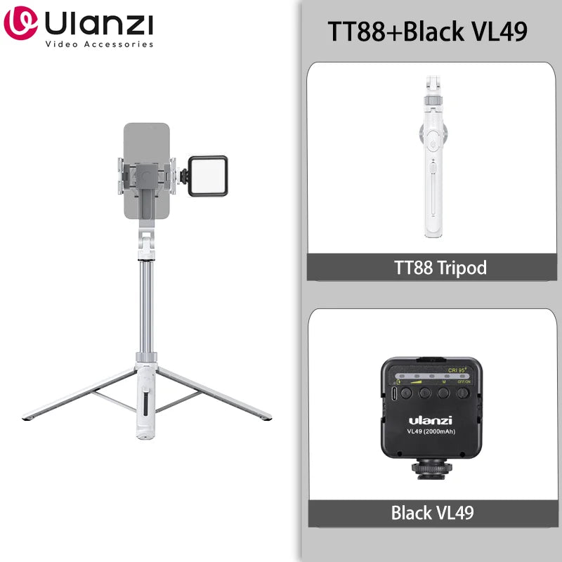 Ulanzi TT88 Overhead Selfie Stick Tripod – 1.44M Phone Tripod with Remote