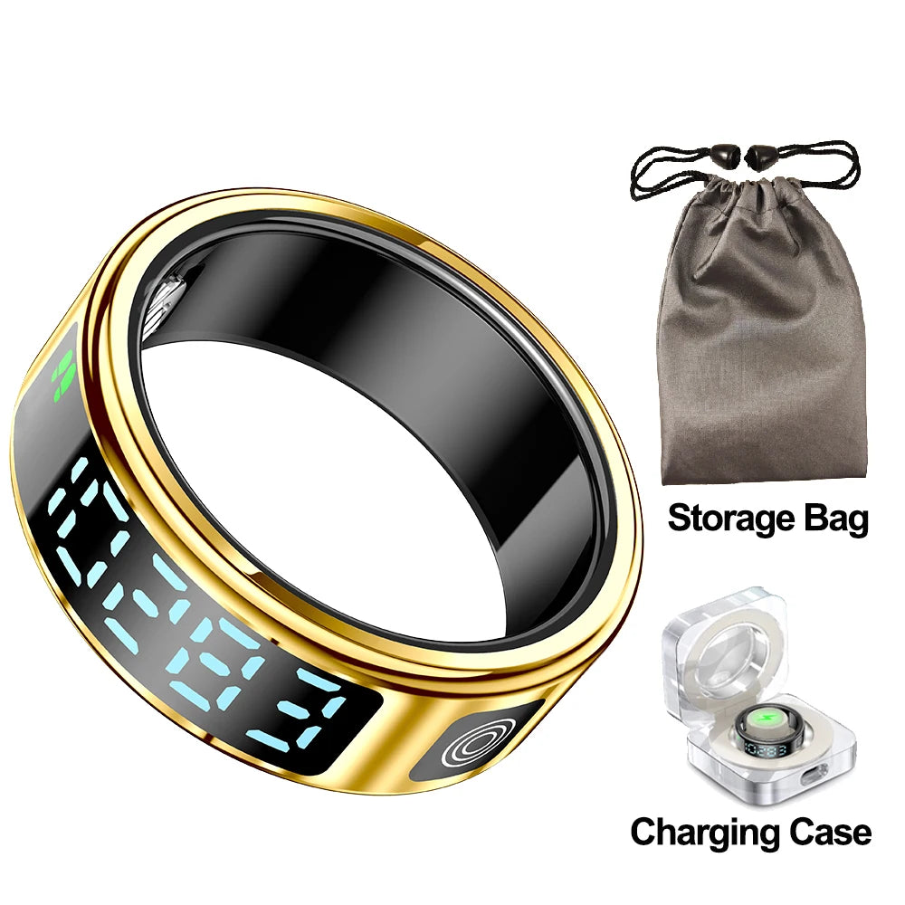 2025 SR08 Smart Ring – LED Display, Heart Rate & Blood Oxygen Monitor, 5ATM Waterproof, Multi-Sport Modes for Men & Women
