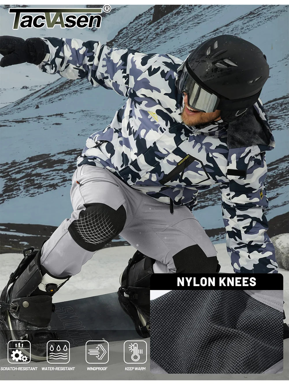 TACVASEN Men’s Thick Fleece Thermal Hiking Pants – Winter Windproof Outdoor Ski & Camping Trousers