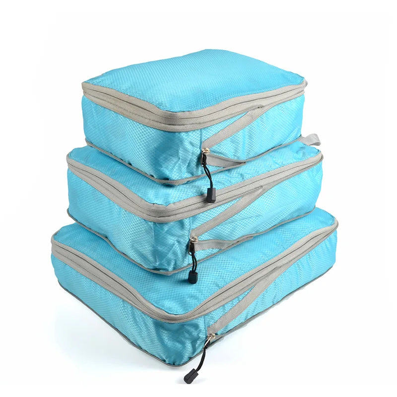 Travel Storage Bag Compressible Packing Cubes | Foldable Waterproof Nylon Luggage Organizer with Handbag