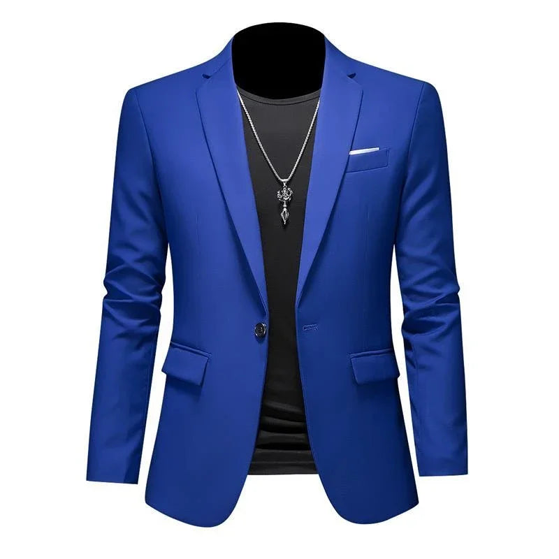 Men's High-End Solid Color Blazer – Casual Business & Groom Wedding Suit Jacket