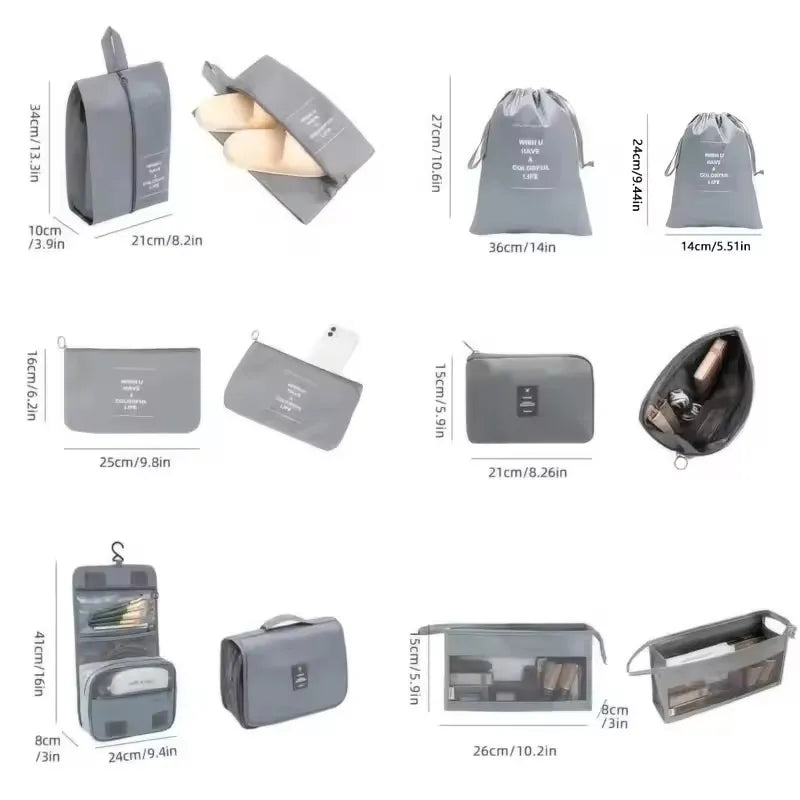 Travel Organizer Set | 8-Piece Suitcase Packing Cubes & Luggage Storage Bags for Clothes and Shoes