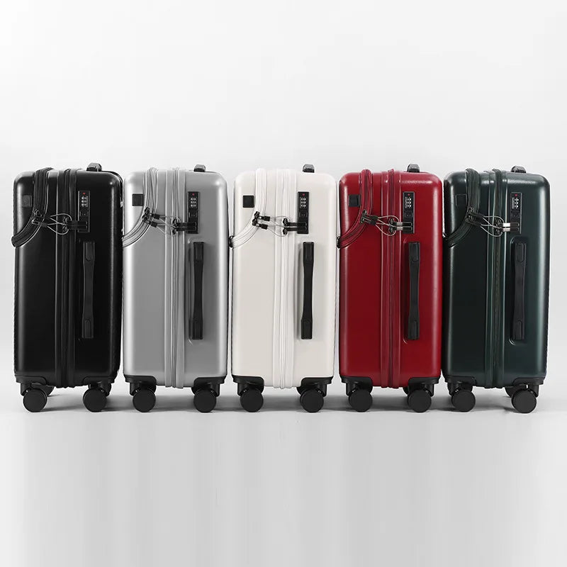 SUSHIMU2024 Large Capacity Luggage Set | Front Open Suitcase with USB Charging | Men's Carry-On Travel 20/22/24/26 Inch