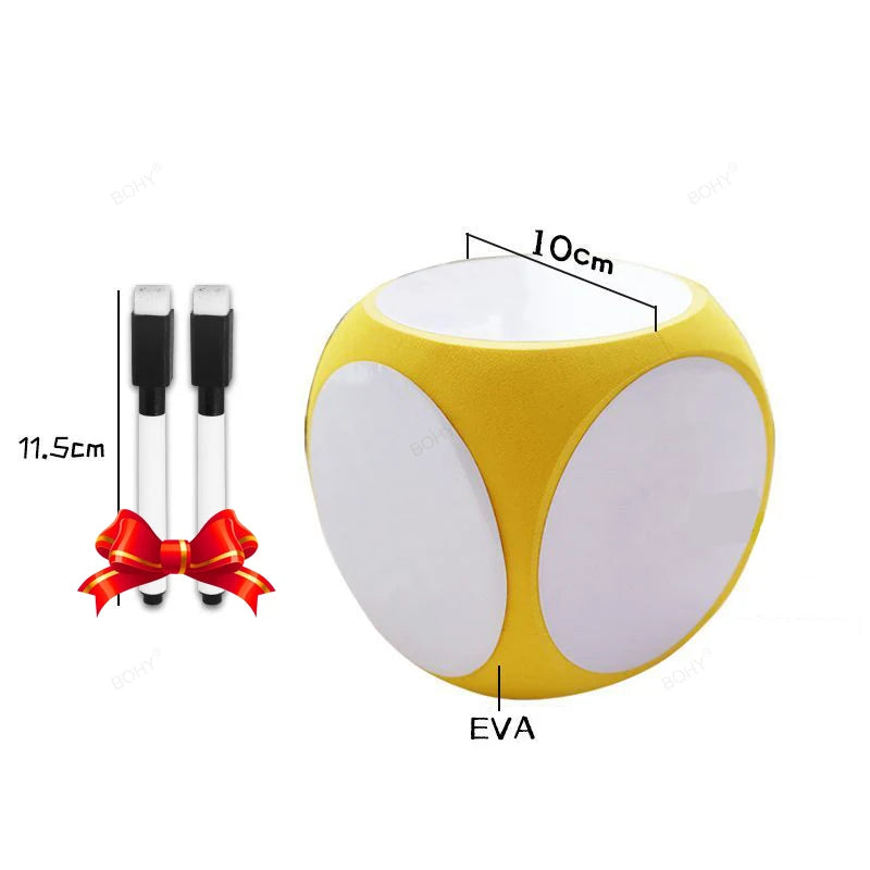 DIY Blank Dry Erase Dice – Write-On/Wipe-Off Cleanable Portable Game Cubes for Classroom Teaching