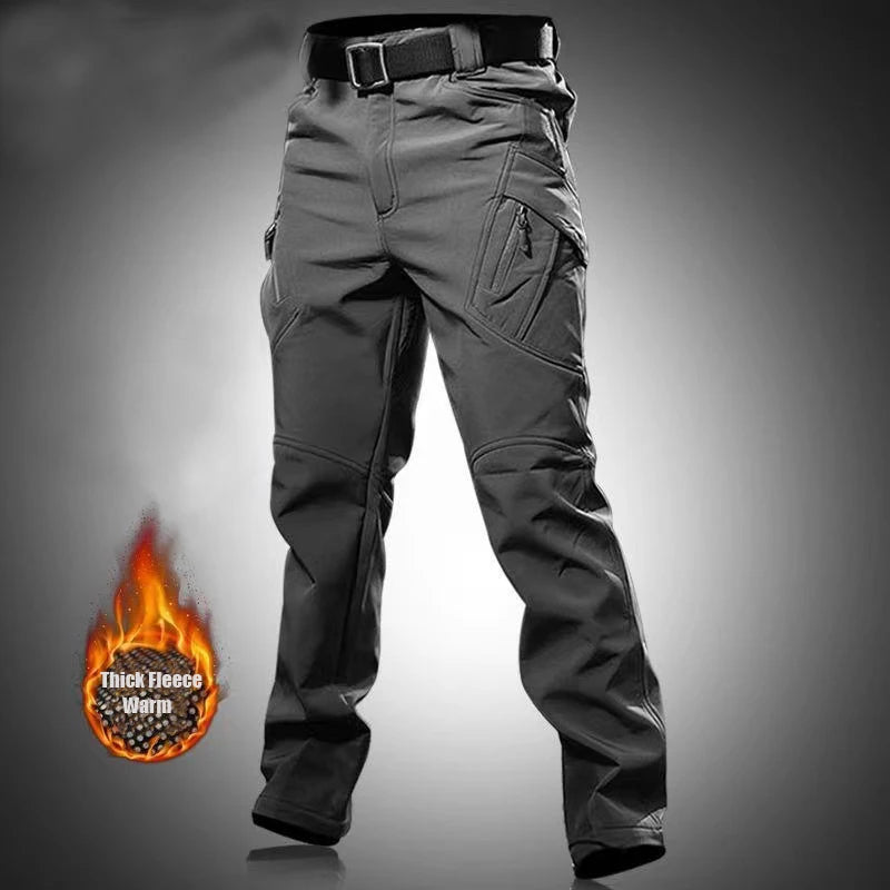 Men’s Fleece Softshell Cargo Hiking Pants – Autumn Winter Outdoor Trousers M-5XL