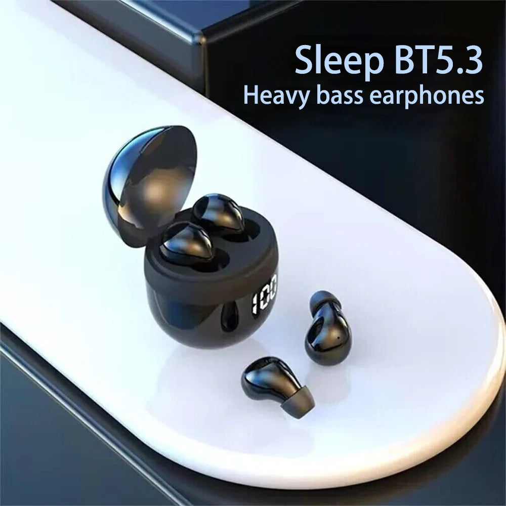 SK18 Mini Invisible Bluetooth 5.3 Headphones | Wireless Bass, Noise-Cancelling & Sleeping Earbuds with Mic