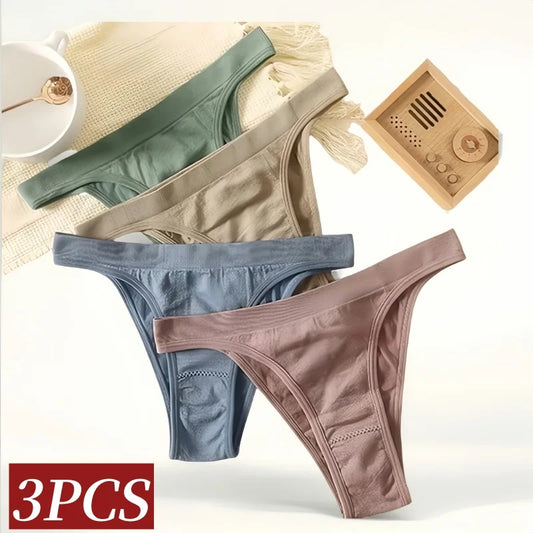 3PCS Set Women's High Rise Brazilian Panties Stretch Seamless Soft Sexy Lingerie