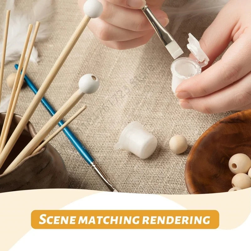 50Pcs Round Wooden Sticks – Durable DIY Dowels for Crafts, Cake Making, Ice Lollies & Model Building