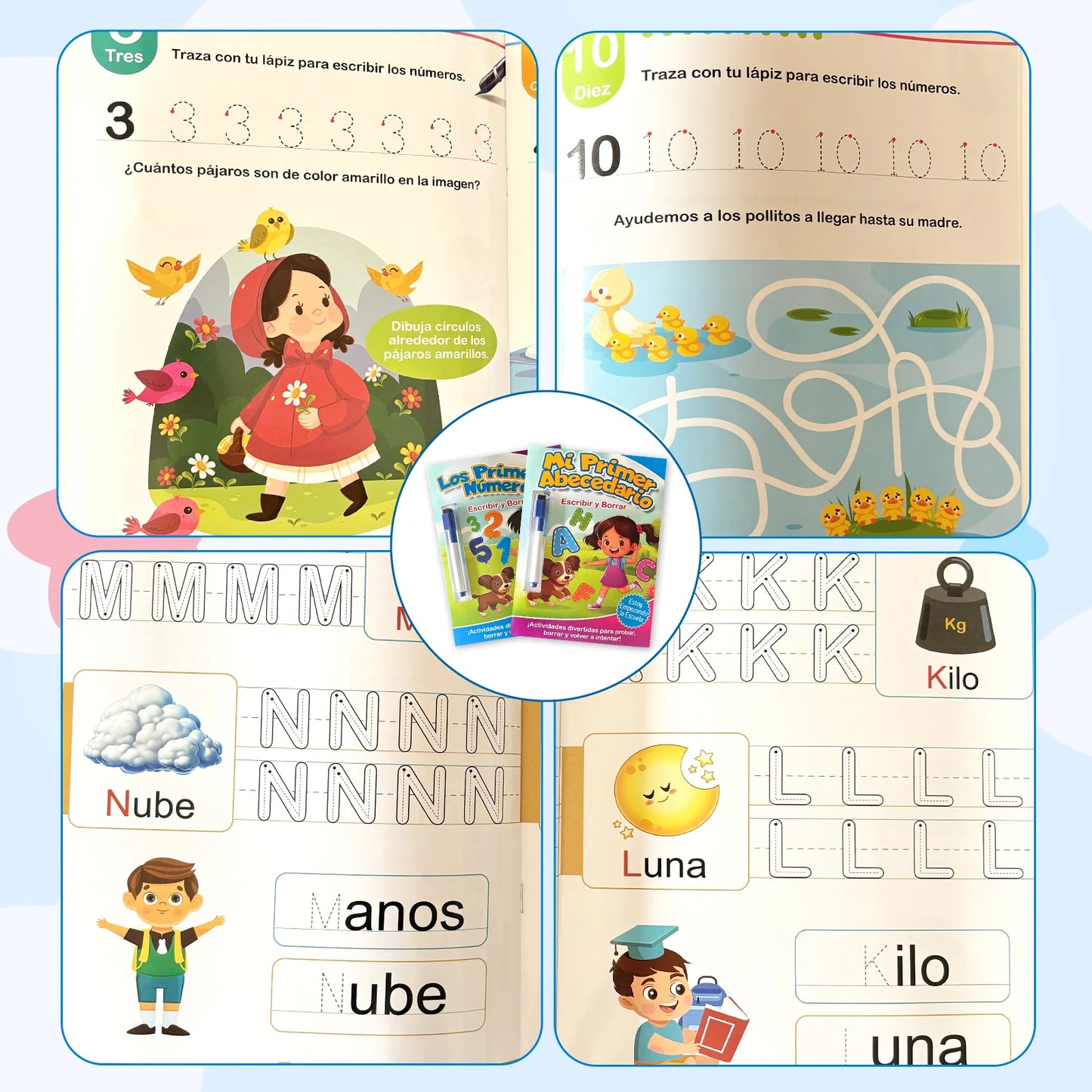 Spanish Magic Practice Copybook – Reusable Montessori Notebook for Kids Learning Spanish & Writing, Baby Gift