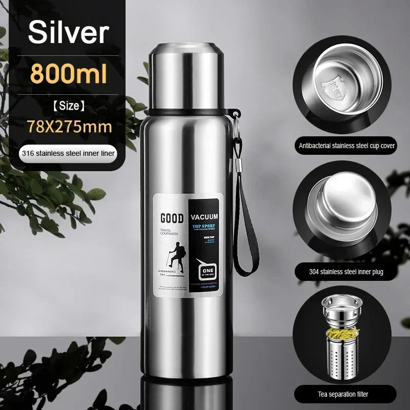 Large Capacity Stainless Steel Thermos Tumbler – Vacuum Insulated Travel Mug for Hot & Cold Coffee, Tea & Water