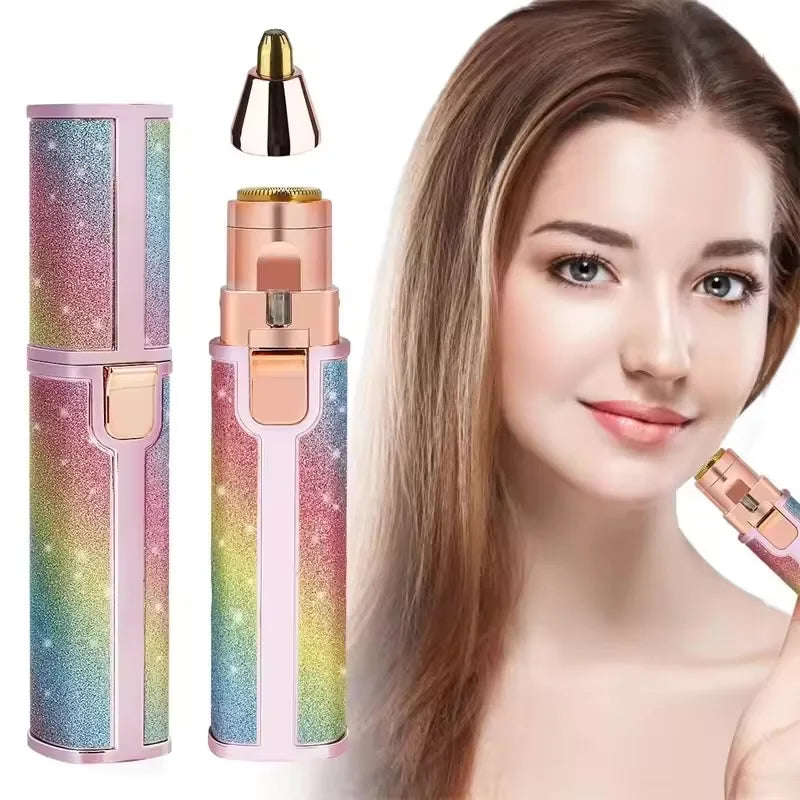 2-in-1 Rechargeable Facial Hair Remover & Eyebrow Shaver – Painless Face, Lips & Body Razor with Built-in LED Light & USB