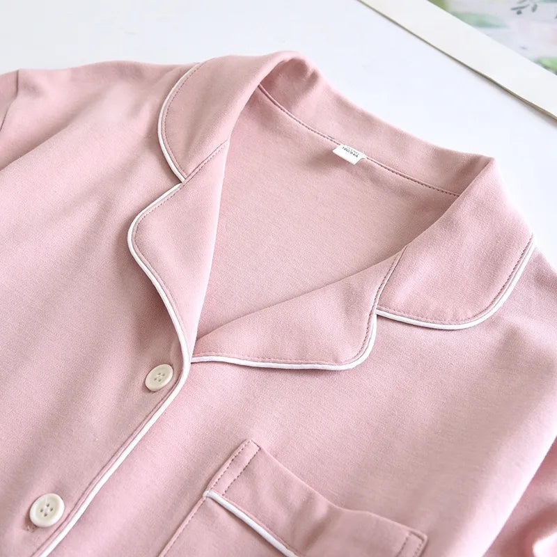 100% Cotton Thick Women's Pajama Set | Long Sleeve Warm Sleepwear Pants | Two Piece Homewear for Ladies