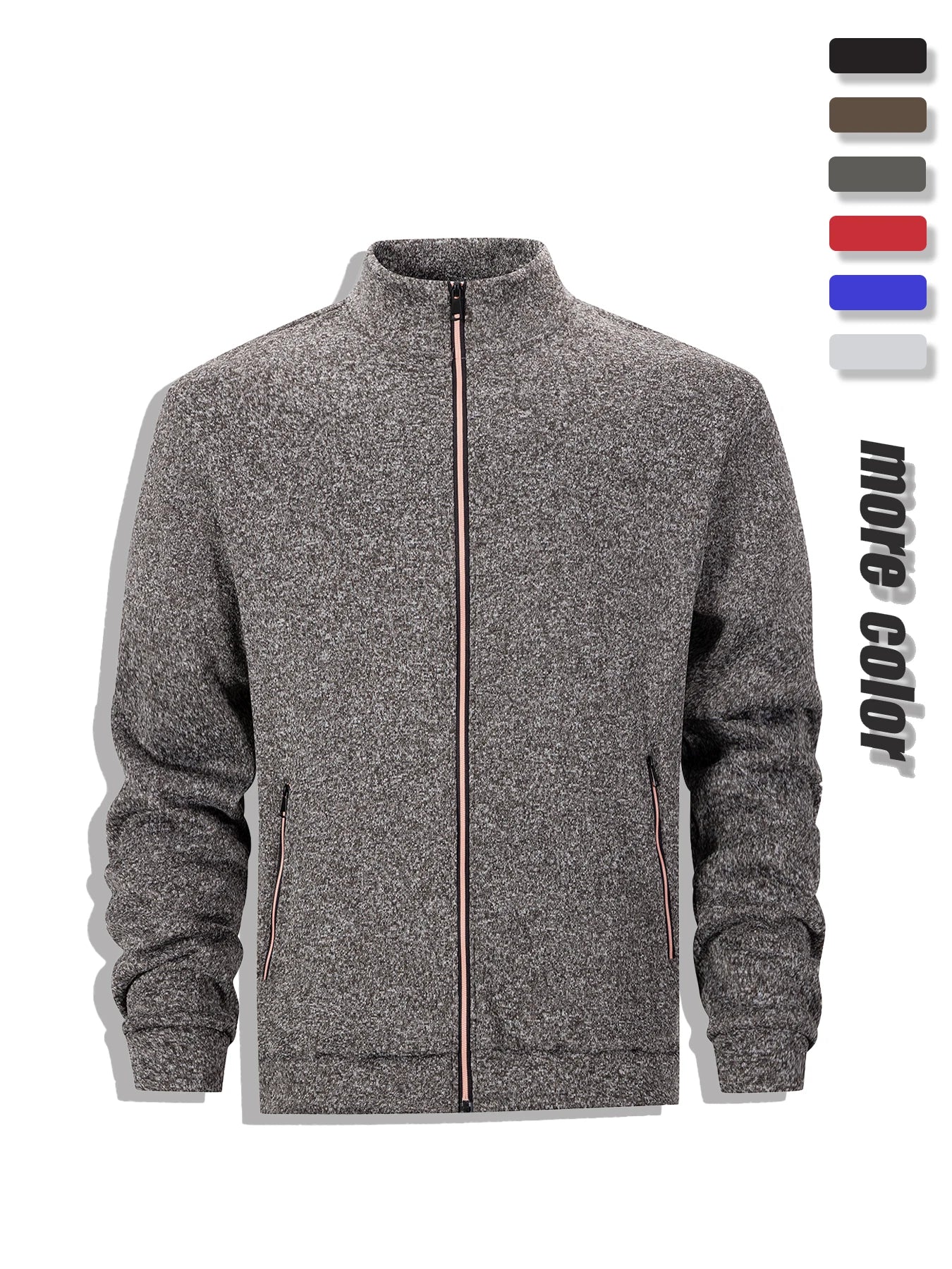 Men’s Full-Zip Stand Collar Sweatshirt Jacket – Autumn Winter Windproof Warm Coat