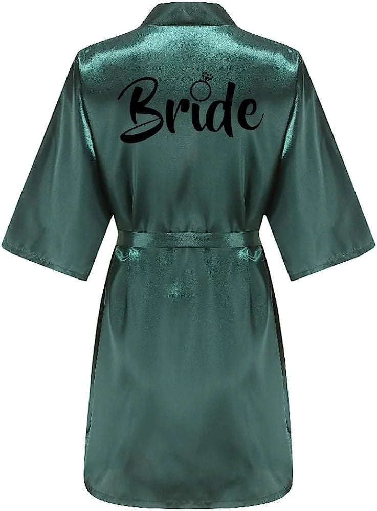 Women's Satin Silk Robe | Wedding Bathrobe Bride & Bridesmaid Sleepwear Gown M030