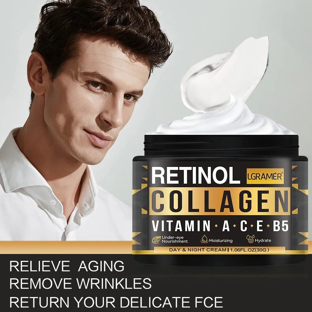 Men’s Retinol Collagen Face Cream – Moisturizing, Brightening & Firming Anti-Wrinkle Skincare