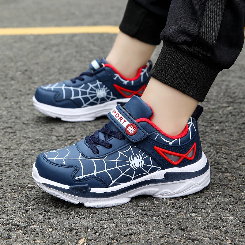 Boys Red PU Leather Sneakers | Kids Casual & Sports Shoes