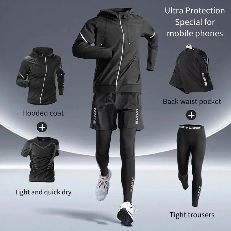 Men's Running Suits | Sports Fitness & Marathon Speed-Dry Training Clothes with Phone Pocket