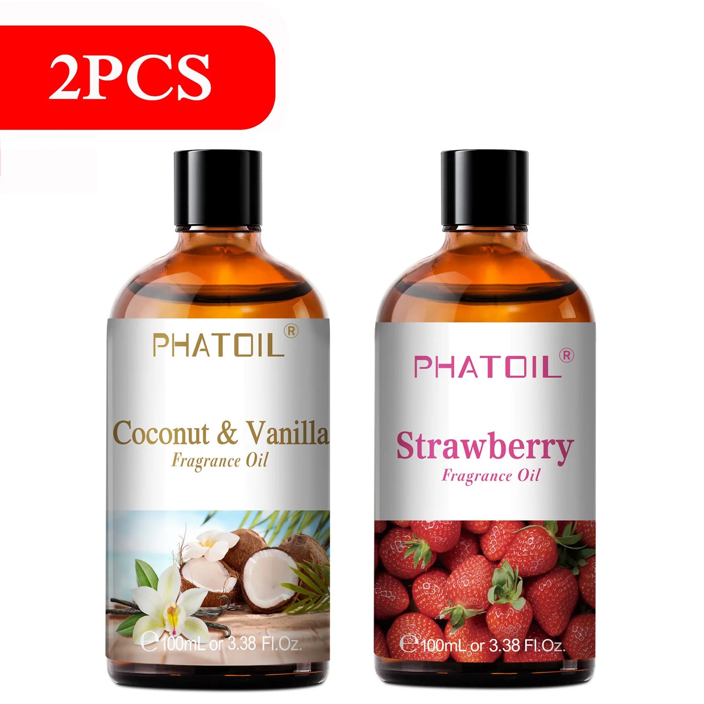PHATOIL 100ml Sweet Fruity Fragrance Oil – Coconut, Vanilla, Strawberry & More for Diffusers & Candles