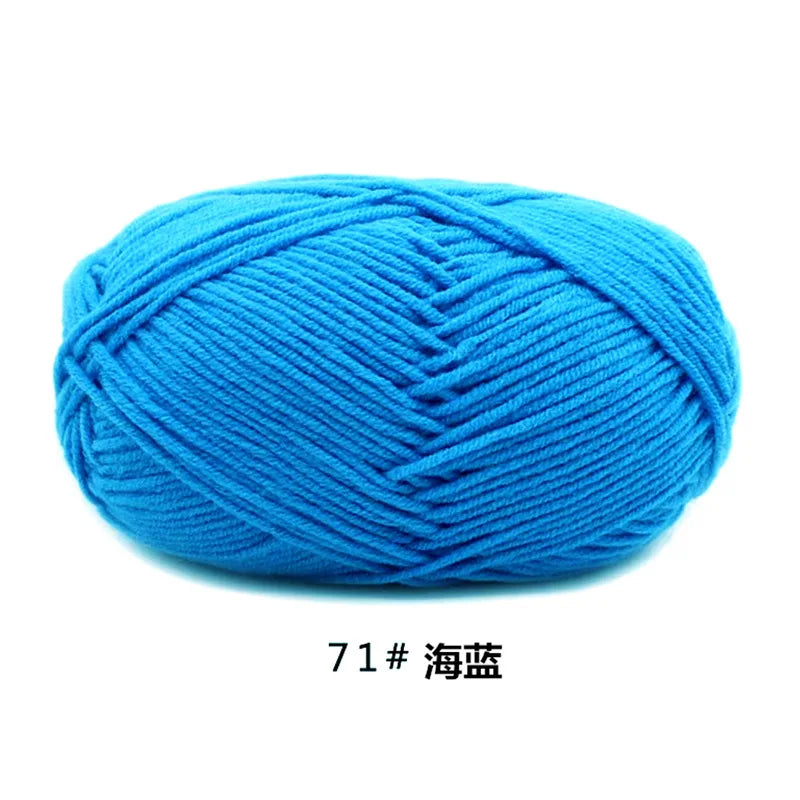 40–50g 4-Ply Milk Cotton Yarn (80%) – Dyed Knitting & Crochet Yarn for Sweaters, Hats, Dolls & Crafts