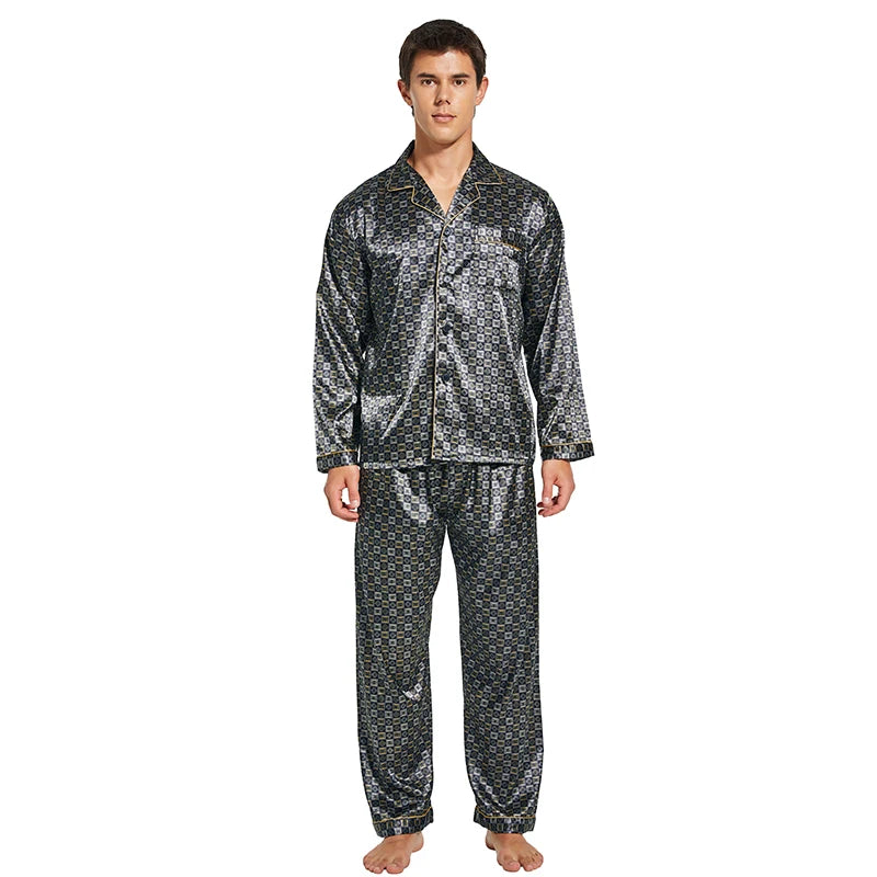 Tony & Candice Men's Satin Silk Pajama Set | Sexy Modern Soft & Cozy Sleepwear | Summer Nightwear for Men