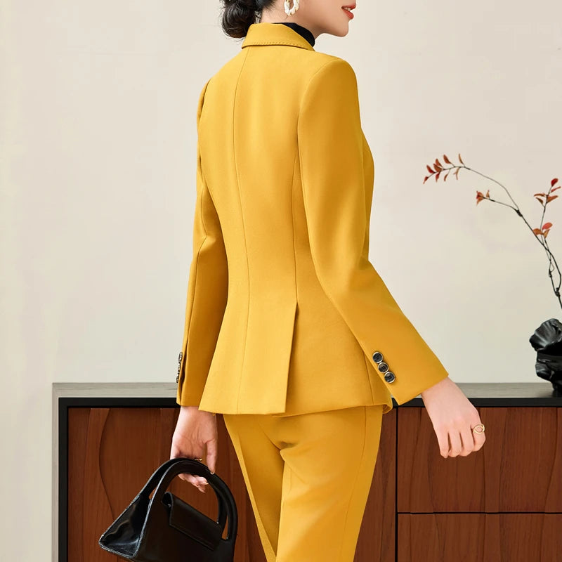 NAVIU Damen-Blazer- und Hosen-Set in Slim Fit – Elegantes Business-Set für Herbst und Winter