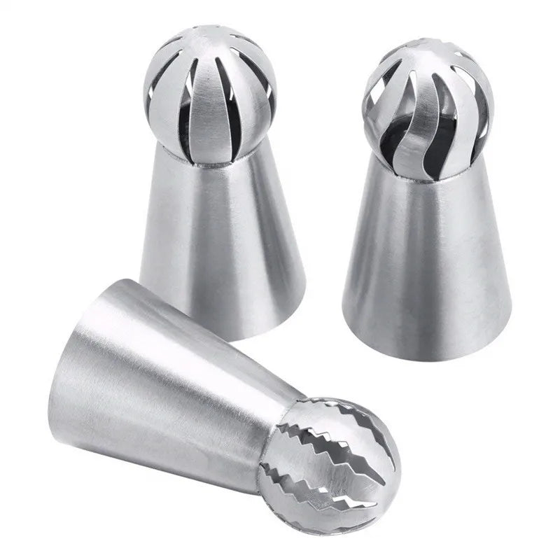 3PCS Stainless Steel Pastry Tips – Icing Nozzles for Cake, Cupcake & Puff Decorating