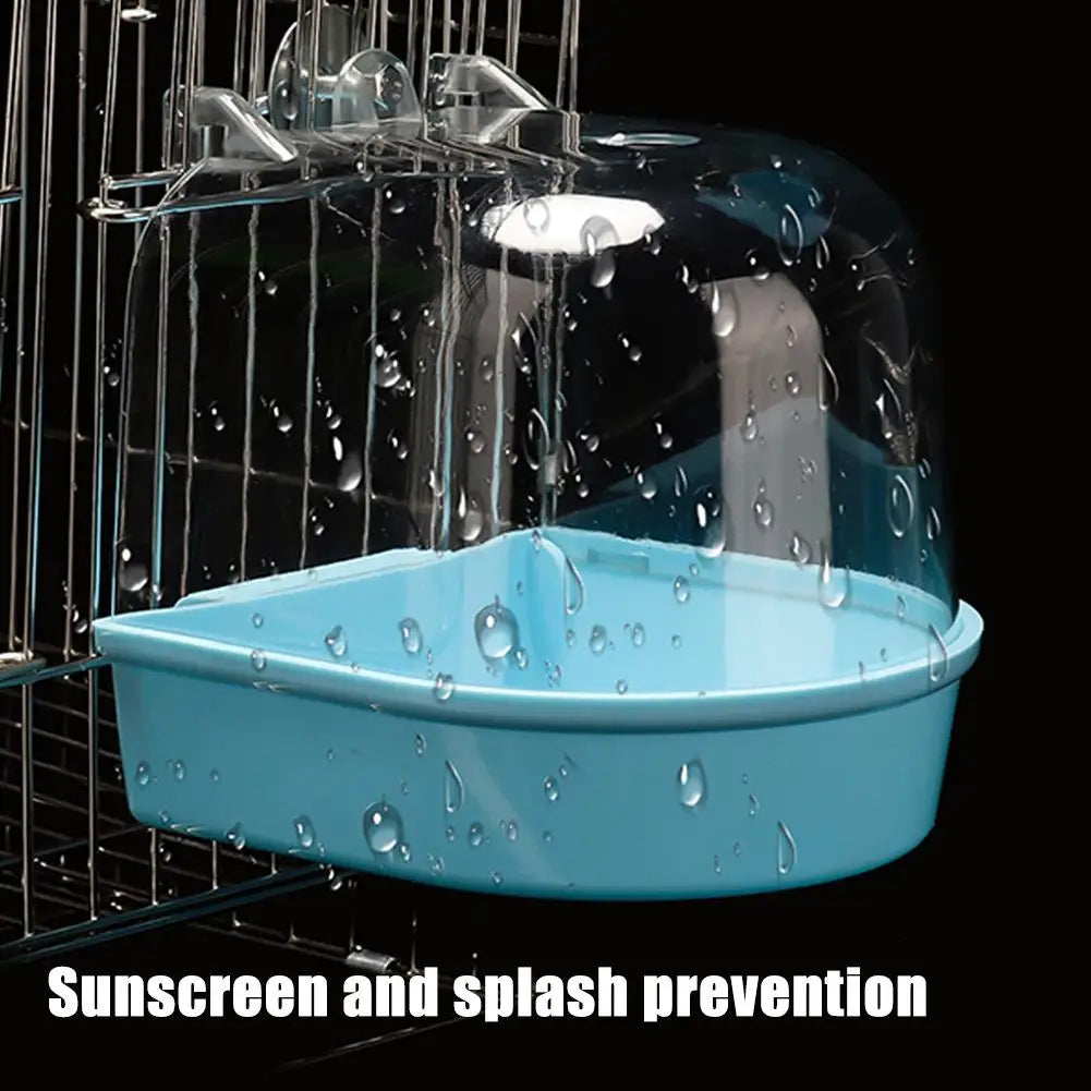 Clear Hanging Bird Bath – Cage Bathtub for Parakeets, Canaries, Budgerigars & Cockatiels