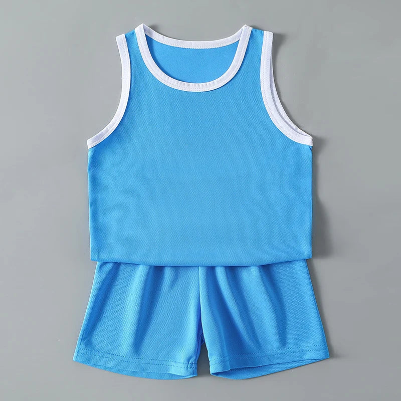 2/4Pcs Kids Summer Sportswear Set – Quick-Dry Sleeveless Tees & Shorts Combo for Boys & Girls | Mixed Color Active Outfits