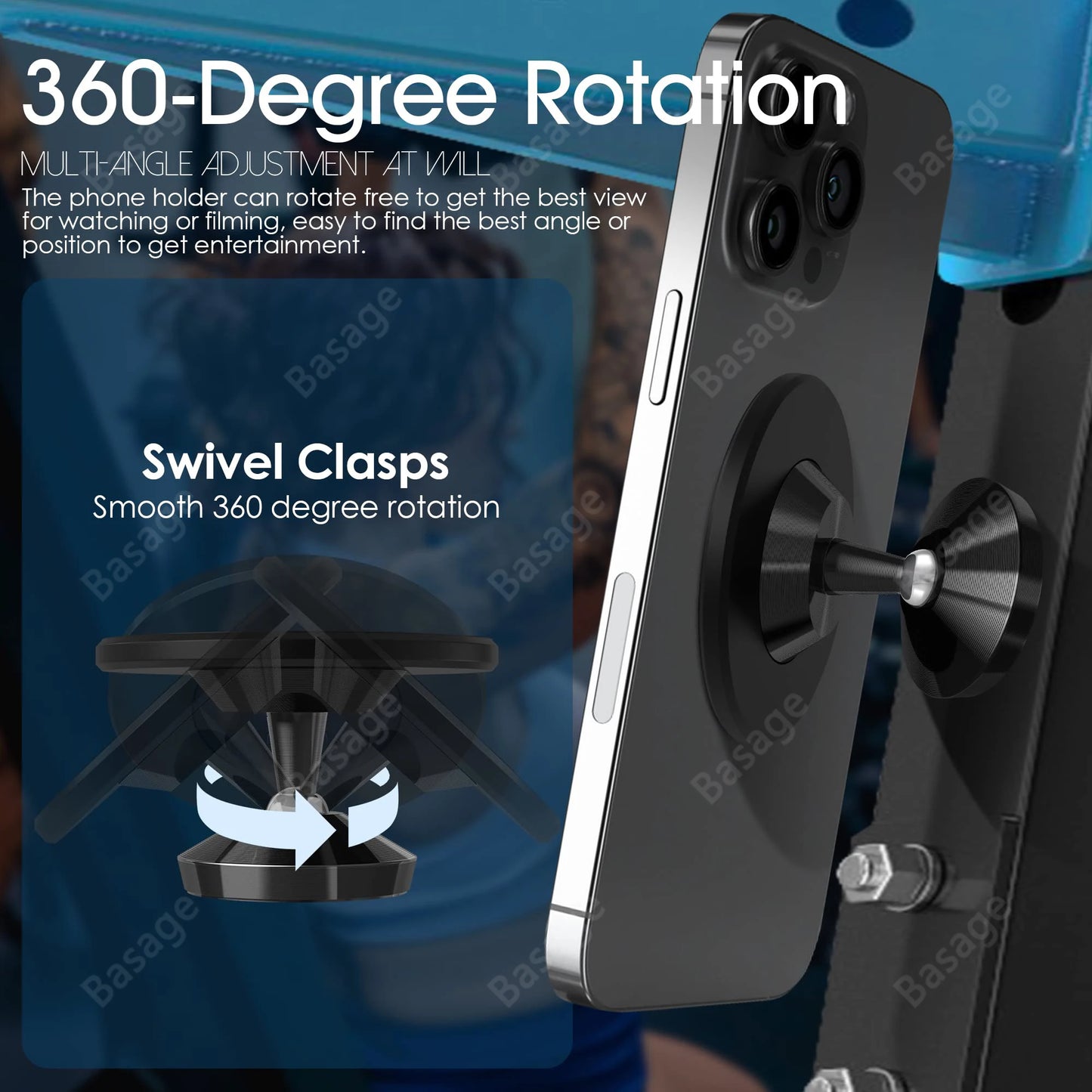 حامل الهاتف المغناطيسي من Gym Mate - حامل شفط MagSafe مزدوج الجوانب لتصوير الفيديو بدون استخدام اليدين ودعم التمرين