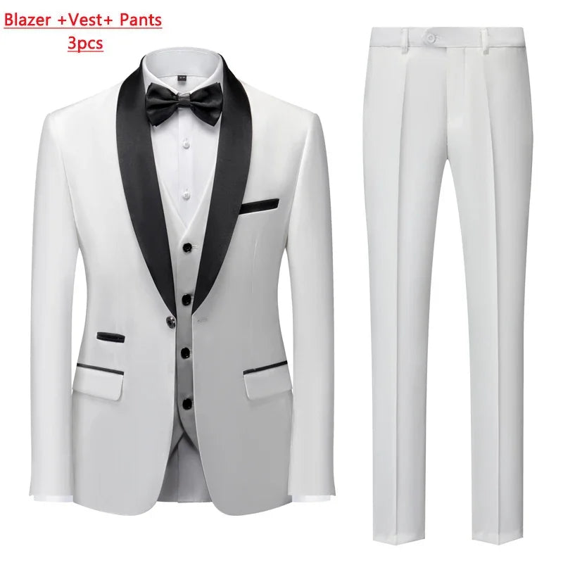 Men's M-6XL Formal 3-Piece Suit – Jacket, Vest & Pants for Business, Wedding & Parties